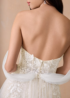 Azazie Seradine Wedding Dresses Diamond White Champagne A-Line Off the Shoulder Beading Dress image6