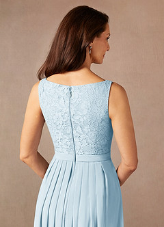 Azazie Ainsling Mother of the Bride Dresses Sky Blue A-Line Square Neckline Lace Chiffon Dress image11
