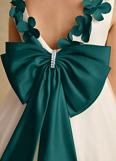 Azazie Lilli Flower Girl Dresses Ivory Peacock A-Line Bow Tulle Dress image6