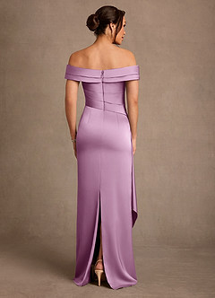 Azazie Beah 신부의 어머니 드레스 쉬스 오프 더 숄더 스트레치 새틴 플로어 길이 드레스 image3