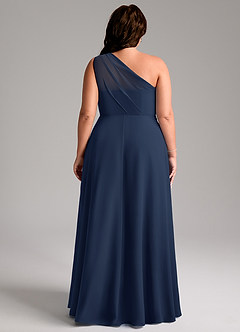 Azazie Phaedra Bridesmaid Dresses Dark Navy A-Line One Shoulder Chiffon Dress image10