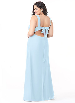 Azazie Christiana Bridesmaid Dresses Sky Blue A-Line V-Neck Pleated Chiffon Dress image8