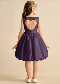 Azazie Nirvana Robe Demoiselle D'honneur Fillette Robe Princesse en Mat Satiné Rayé Prune image1