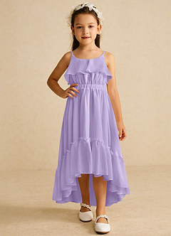 Azazie Karmen Flower Girl Dresses Lilac A-Line Ruched Chiffon Dress image5
