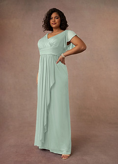Azazie Reneya Mother of the Bride Dresses Agave A-Line Pleated Mesh Dress image8