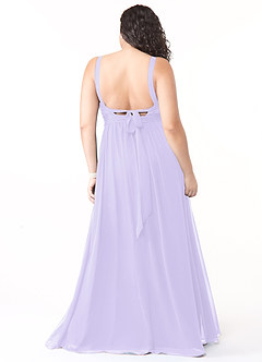 Azazie Aziza Brautjungfernkleider A-Linie V-Hals Gefaltet Chiffon Kleid Flieder image8