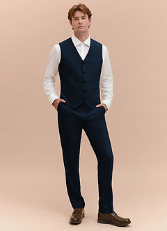 front William Navy Blue Comfort Blend Suit Vest