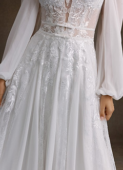 Azazie Keylani Robes de mariée Robe Trapèze en Dentelle Blanc De Diamant image7