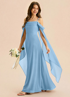 Azazie Moana Junior Linia A Pofałdowany Szyfon Długość podłogi Młodsza druhna Sukienka image2