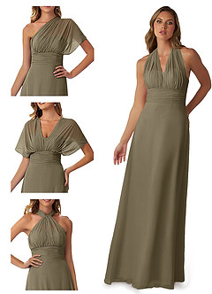 Azazie Fifi Jurken voor bruidsmeisjes Converteerbaar Jurk van Chiffon met A-Lijn Strapless Wilgengroen image7