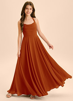 Azazie Kady Junior Paprika A-Line Sweetheart Neckline Chiffon Dress image4