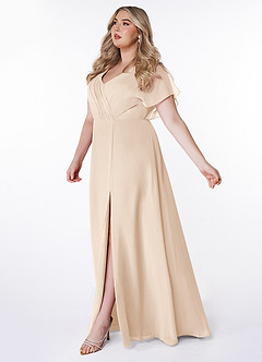 Azazie Rylee Brautjungfernkleider A-Linie Plissee Chiffon Kleid Alabaster Weiß image8