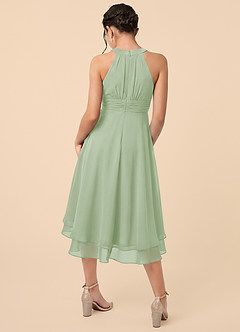 Azazie Linna Junior Dusty Sage A-Line Pleated Chiffon Dress image2