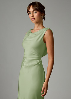 Azazie Kieryn 신부 들러리 드레스 인어 주름진 스트레치 새틴 바닥 길이 드레스 image6