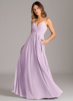 Azazie Amani Suknie dla druhen Linia A Pofałdowany Szyfon Do ziemi Sukienka image1