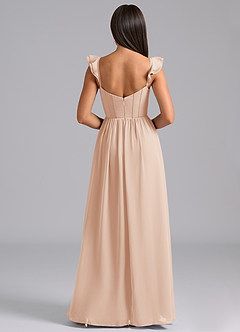 Azazie Denisse Brautjungfernkleider A-Linie Gestreift Chiffon Kleid Englisches Rosa image2