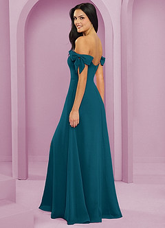 Barbie ♥ Azazie Brautjungfernkleider Wandelbar A-Linie Schulterfrei Chiffon Kleid Tintenblau image6