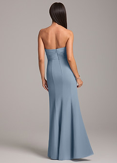 Azazie Yola Bridesmaid Dresses Dusty Blue Sheath Pleated Chiffon Convertible Dress image6