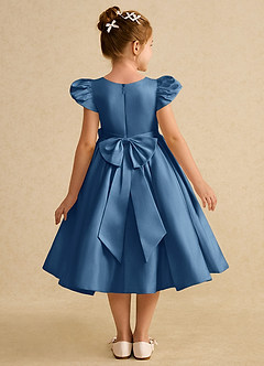 Azazie Pearl Flower Girl Dresses Twilight Ball-Gown Pleated Matte Satin Dress image2