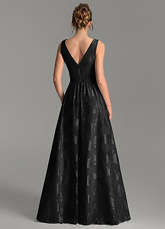 Azazie Vanessa Bridesmaid Dresses Black A-Line Pleated Floral Jacquard Burnout Dress image6