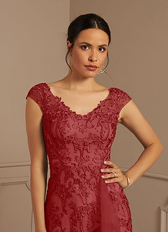 Azazie Melena Mother of the Bride Dresses Rust Mermaid Lace Tulle Dress image5