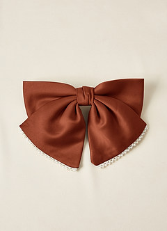 front Pince à cheveux avec nœud en satin et perles de couleur assortie