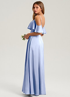 Azazie Jean Bridesmaid Dresses Ice A-Line Off the Shoulder Stretch Satin Dress image4