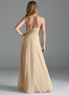 Azazie Tessie Junior Champagne A-Line Pleated Chiffon Dress image2