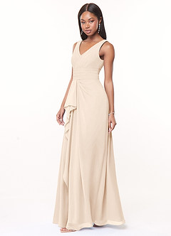 Azazie Julianna Robes de demoiselle d'honneur Robe Trapèze en Mousseline de soie Albâtre Blanc image3