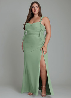 Azazie Jessamine Abiti da Damigella Abito Sirena in Chiffon Corsetto Matcha image11