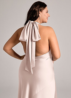 Azazie Velli Abiti da Damigella Abito Sirena in Raso Elasticizzato Collo Alto Rosa Rossore image13