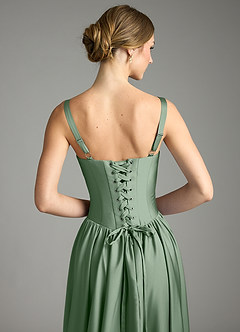 Azazie Evadina Suknie dla druhen Linia A Gorset Satyna elastyczna Do ziemi Sukienka image6