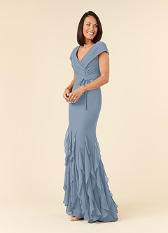 Azazie Bailora Mother of the Bride Dresses Dusty Blue Mermaid Ruched Chiffon Dress image2