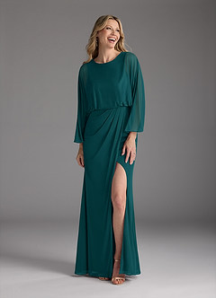 Azazie Ysabella Mère de la mariée Robes Robe Sirène en Maille Plissée Paon image3