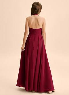 Azazie Kady Junior Burgundy A-Line Sweetheart Neckline Chiffon Dress image2