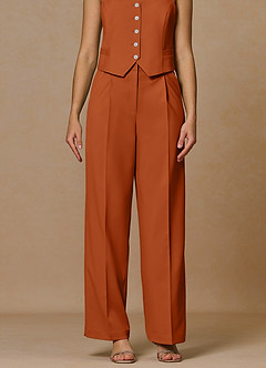 front Rowan Burnt Orange Refined Weave Performance pants