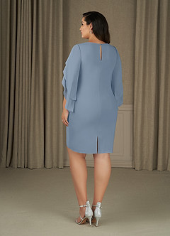 Azazie Carter Mother of the Bride Dresses Dusty Blue Sheath Ruched Stretch Chiffon Dress image8