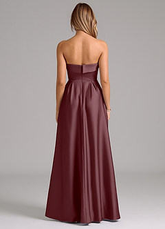Azazie Lucienne Bridesmaid Dresses Sangria A-Line Strapless Stretch Satin Convertible Dress image7