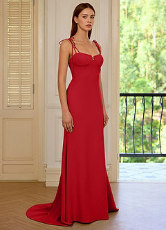 Thalassa Wiśniowo Czerwony Suknia balowa z dekoltem oceanicznym i sznurowaniem image5