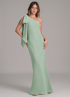 Azazie Capri Bridesmaid Dresses Agave A-Line One Shoulder Chiffon Dress image1