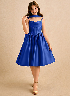 Azazie Shona Girls Formal Schlussverkauf A-Linie Herzausschnitt Matte Satin Kleid Königsblau image6