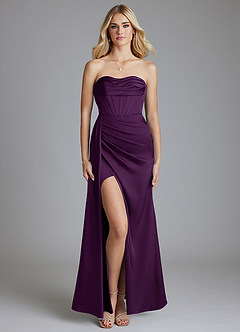 Azazie Amyra Bridesmaid Dresses Grape Mermaid Off the Shoulder Stretch Satin Convertible Dress image1