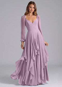 Azazie Karan Bridesmaid Dresses Wisteria A-Line Long Sleeve Chiffon Dress image1