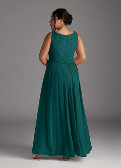 Azazie Ainsling Mother of the Bride Dresses Peacock A-Line Square Neckline Lace Chiffon Dress image16