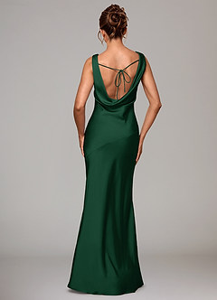 Azazie Rylina Bridesmaid Dresses Dark Green Mermaid Stretch Satin Dress image5