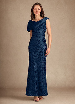 Azazie Marion Mother of the Bride Dresses Dark Navy Mermaid Sequins Dress image4