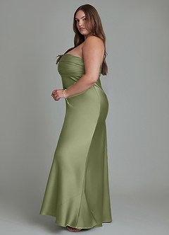 Azazie Saylor Bridesmaid Dresses Garden Sage Mermaid Strapless Stretch Satin Dress image14