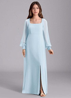 Azazie Bondi Junior Robe Trapèze en Mousseline de soie Blouson Bleu Ciel image7