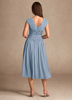Azazie Hudson Mother of the Bride Dresses Dusty Blue A-Line Lace Dress image2