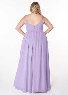 Azazie Rayna Robes de demoiselle d'honneur Robe Trapèze en Mousseline de soie Col V plissé Lilas image8